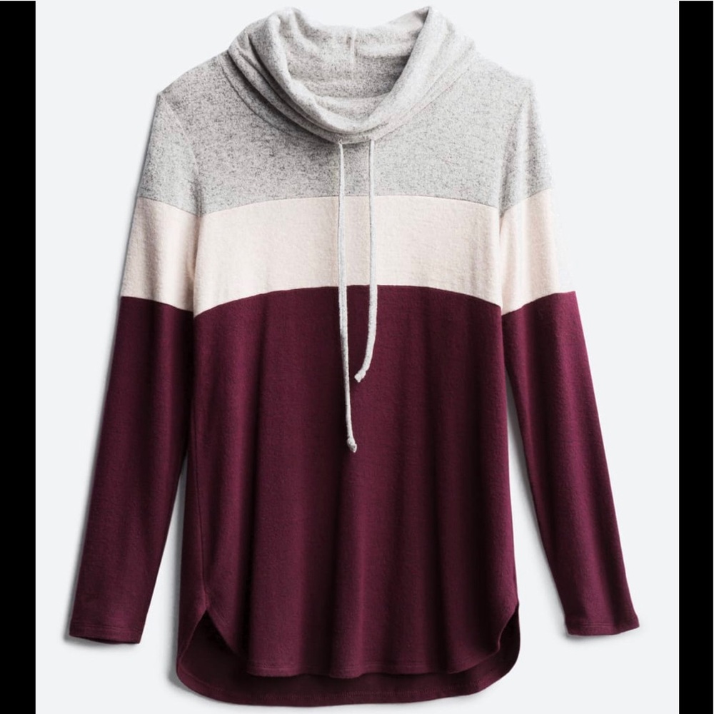 MARKET & SPRUCE Cameron Cowl Neck Brushed Knit Top - Burgundy - Size M NWT